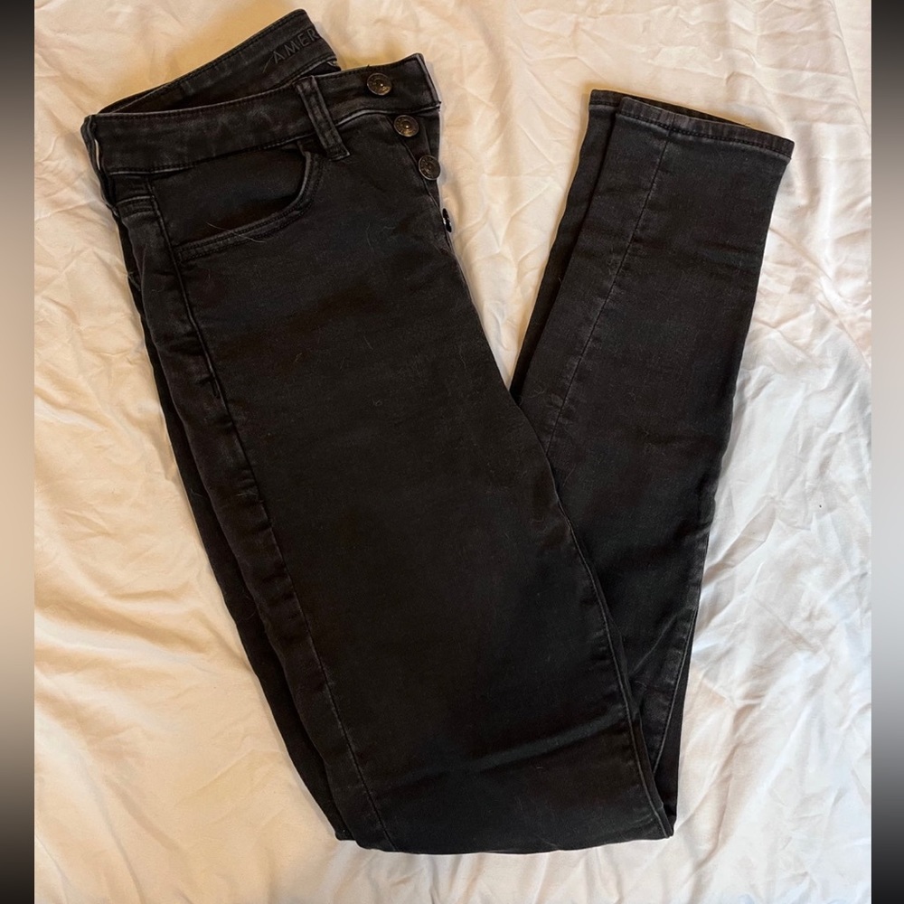AEO Black super hi-rise jeggings size 6long